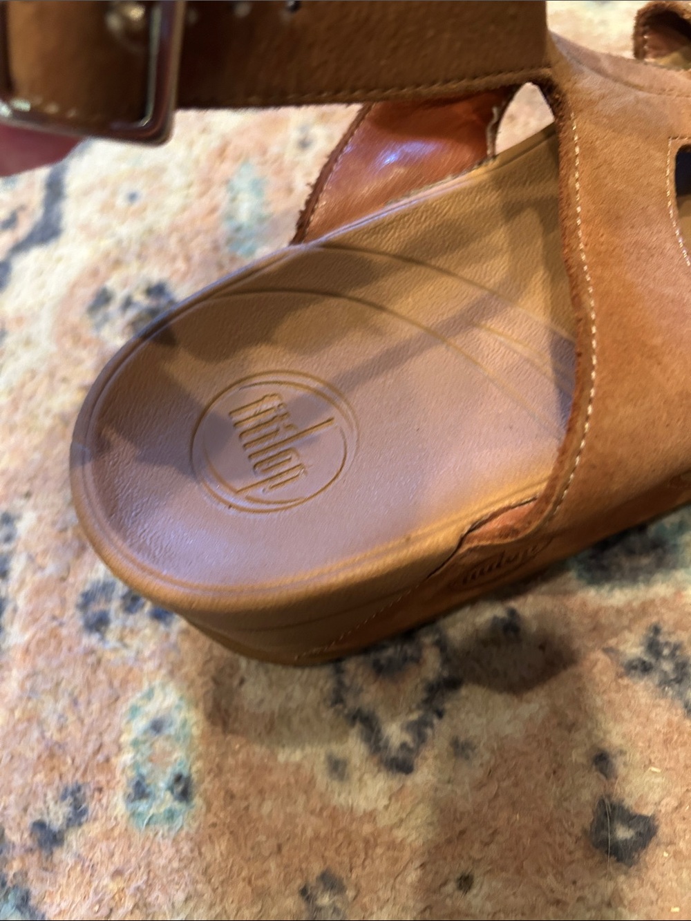 FitFlop Brown Nubuck Cutout Strappy Sandal with Buckle - Picture 9 of 15